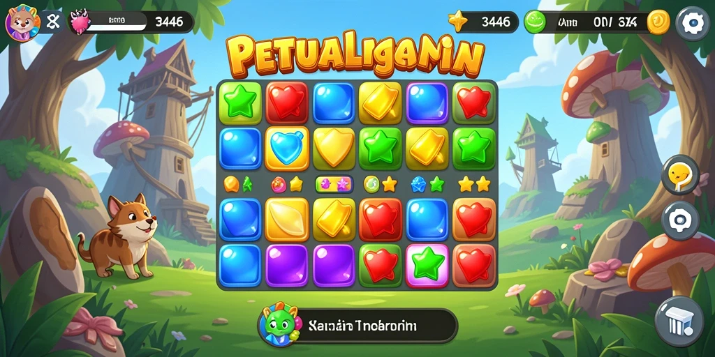 Tampilan gameplay seru dari game Match-3 3446.
