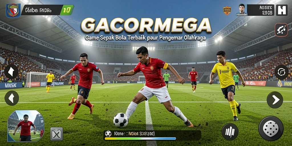 Screenshot GACORMEGA menampilkan aksi pertandingan sepak bola yang mendebarkan.
