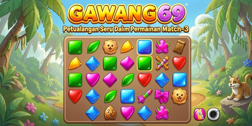 Tampilan gameplay GAWANG69 dengan permata berwarna-warni yang seru.