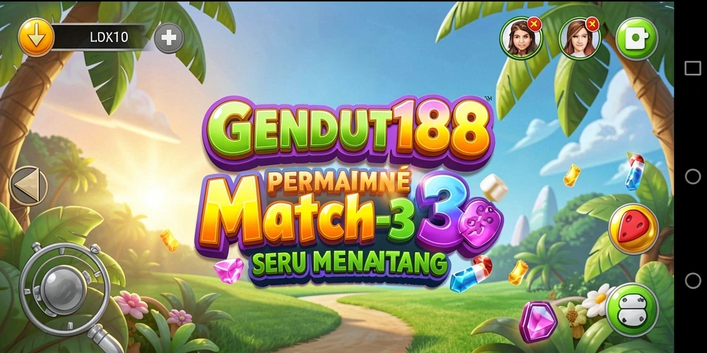 Tampilan gameplay seru di GENDUT188 dengan elemen Match-3.