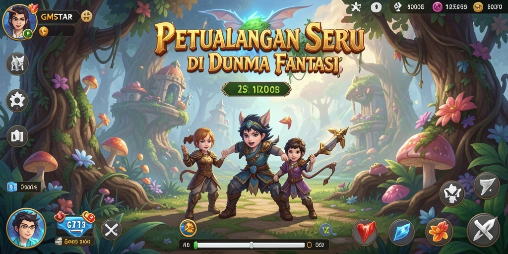 Tampilan gameplay seru dalam petualangan fantasi GMSTAR.