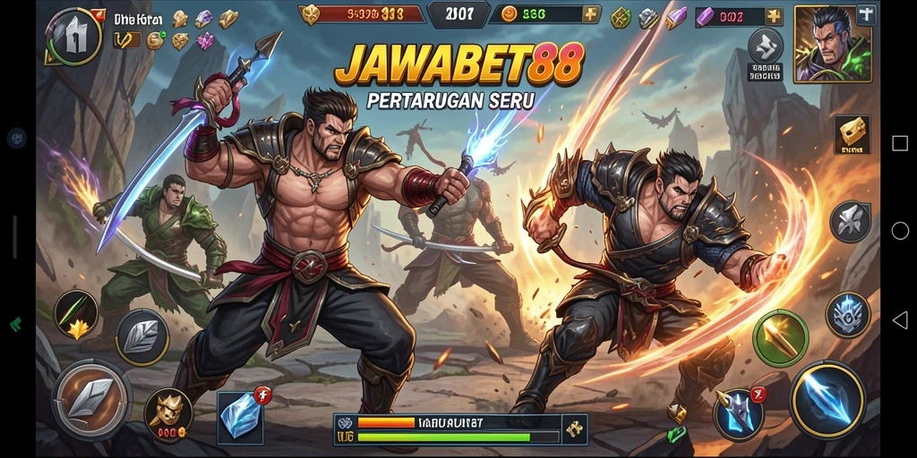 Tampilan gameplay pertarungan seru di JAWABET88.