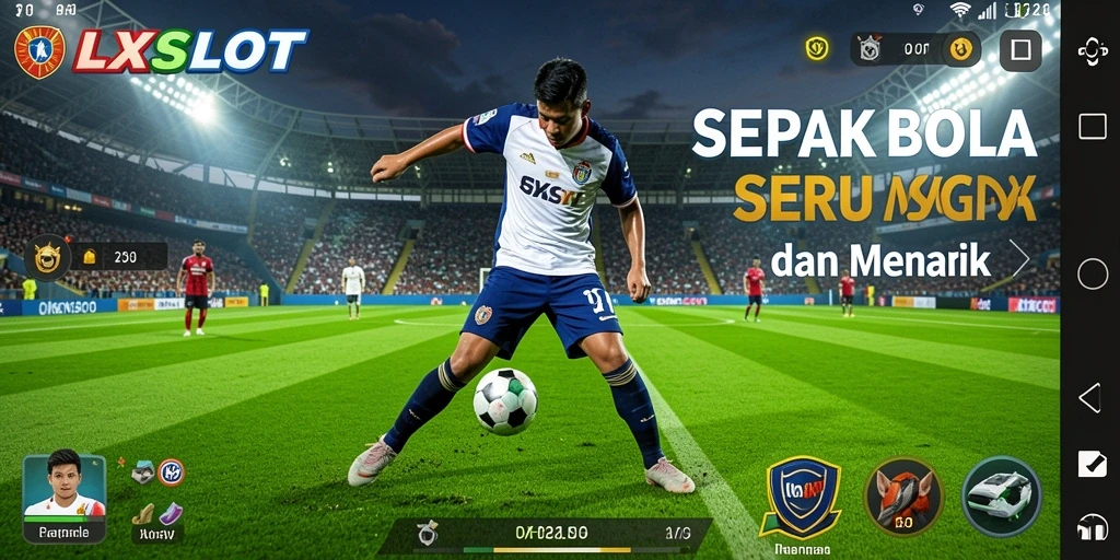 Tampilan gameplay OLXSLOT yang penuh aksi di lapangan sepak bola.