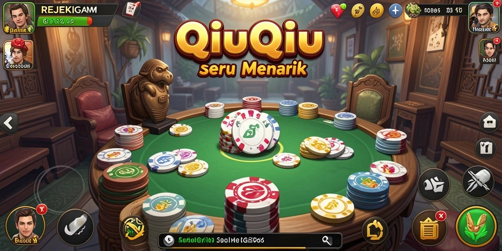 Tampilan gameplay seru dalam REJEKIGAMES yang penuh strategi QiuQiu.