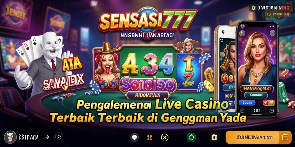 Gambaran gameplay SENSASI777 dengan dealer langsung dan permainan interaktif.
